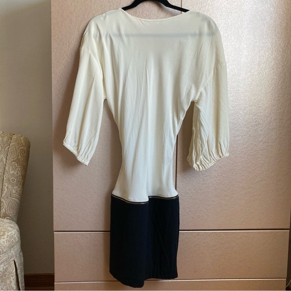 LIA KES - NEW YORK | Elegant Two-Tone Silk Dress Size 6 - Picture 2 of 11